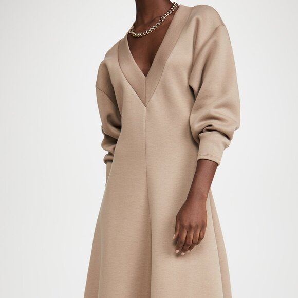 Beaufille Tan Knit Midi Dress - Picture 1 of 7
